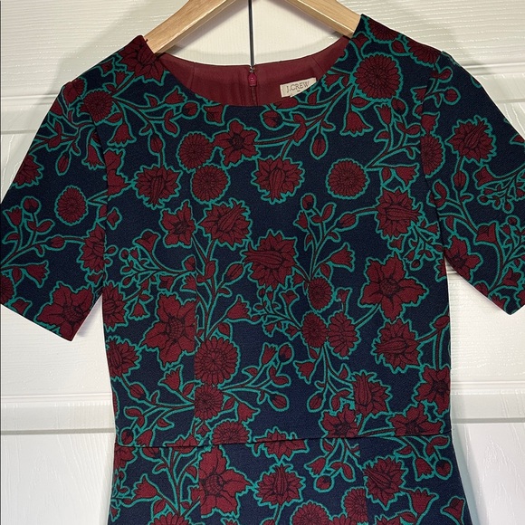J. Crew Dresses & Skirts - J .Crew Red Floral Short Sleeve Sheath Pencil Knee Length Dress, XS